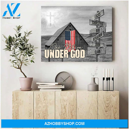 One nation under god family multi names - Personalized Canvas