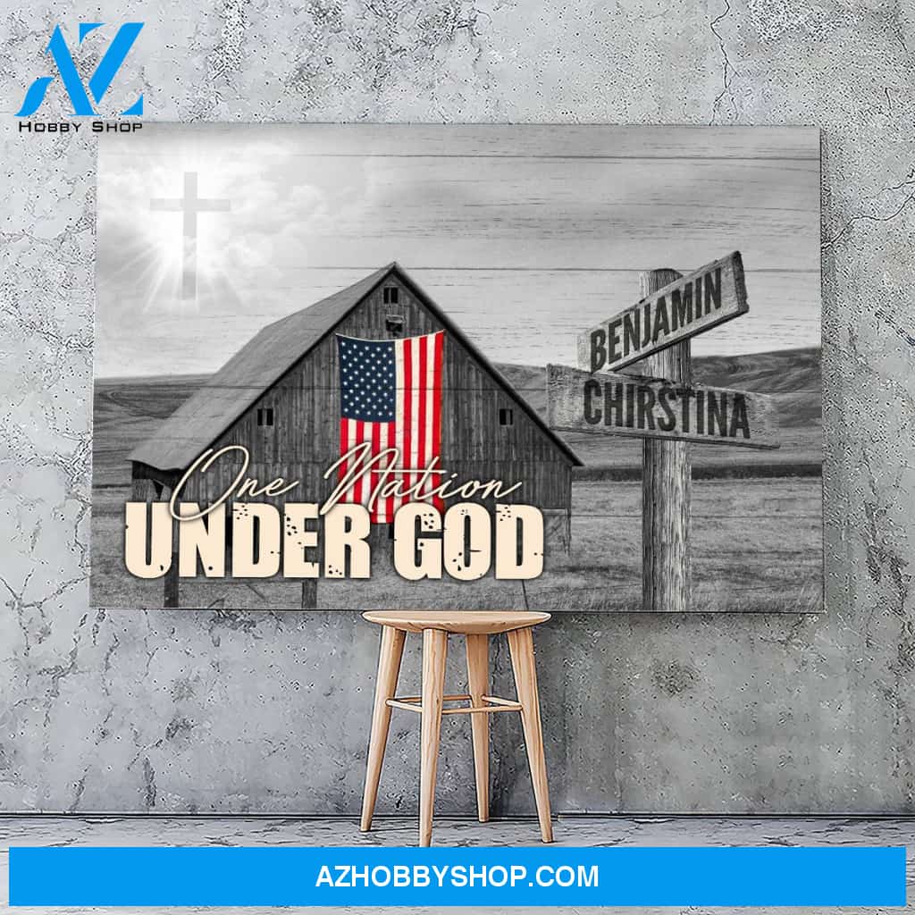 One nation under god family multi names - Personalized Canvas