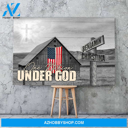 One nation under god family multi names - Personalized Canvas