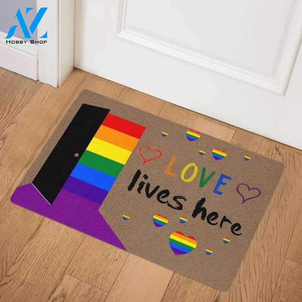 Open Door Love Lives Here LGBT Funny Outdoor Indoor Wellcome Doormat