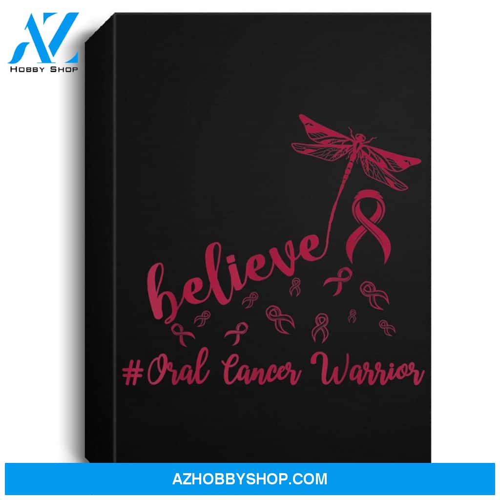 Oral Cancer Warrior Dragonfly Believe Hope Portrait Canvas