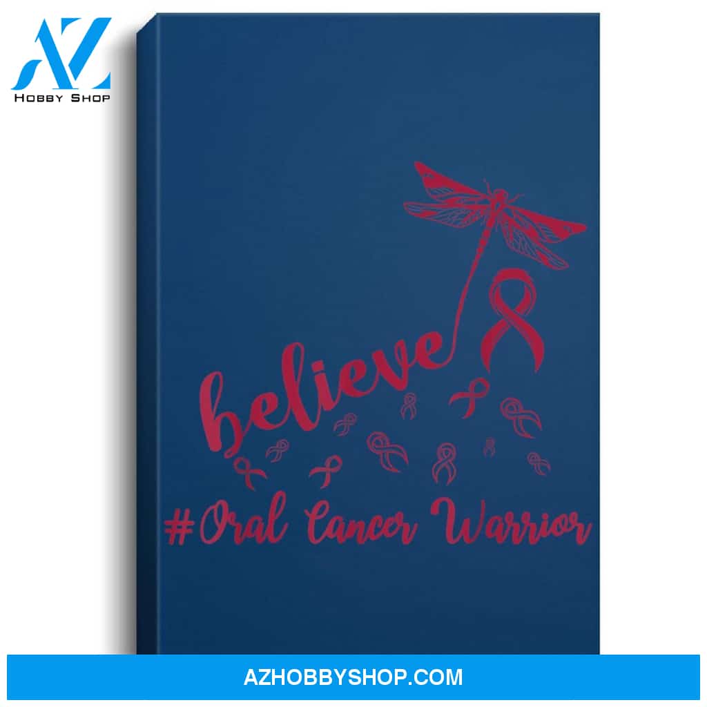 Oral Cancer Warrior Dragonfly Believe Hope Portrait Canvas