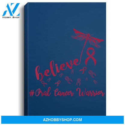 Oral Cancer Warrior Dragonfly Believe Hope Portrait Canvas