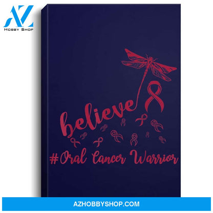 Oral Cancer Warrior Dragonfly Believe Hope Portrait Canvas