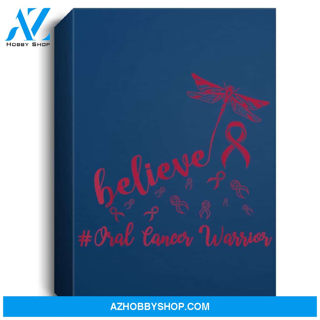 Oral Cancer Warrior Dragonfly Believe Hope Portrait Canvas
