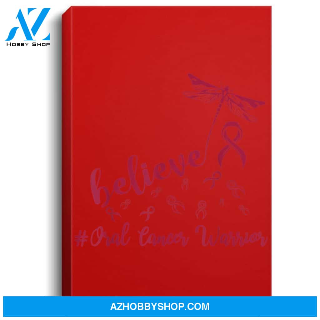 Oral Cancer Warrior Dragonfly Believe Hope Portrait Canvas