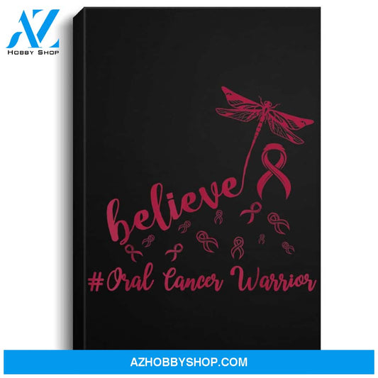Oral Cancer Warrior Dragonfly Believe Hope Portrait Canvas