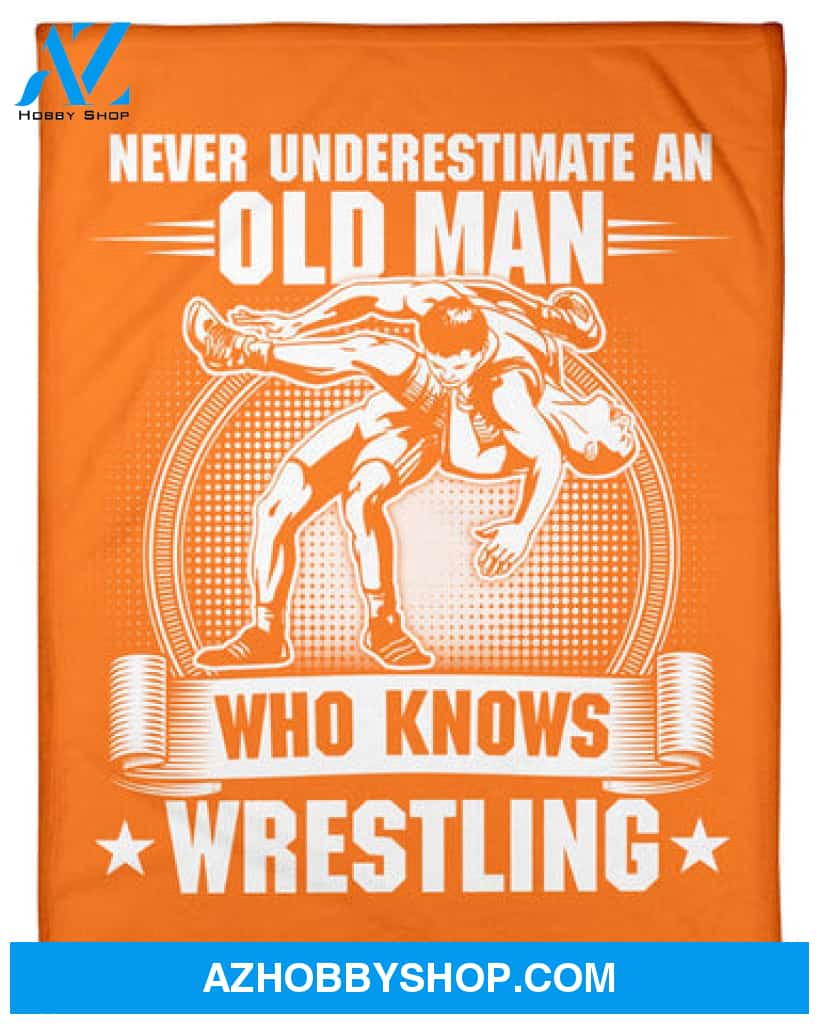 Orange Blanket Old Man Knows Wrestling Fleece Blanket 