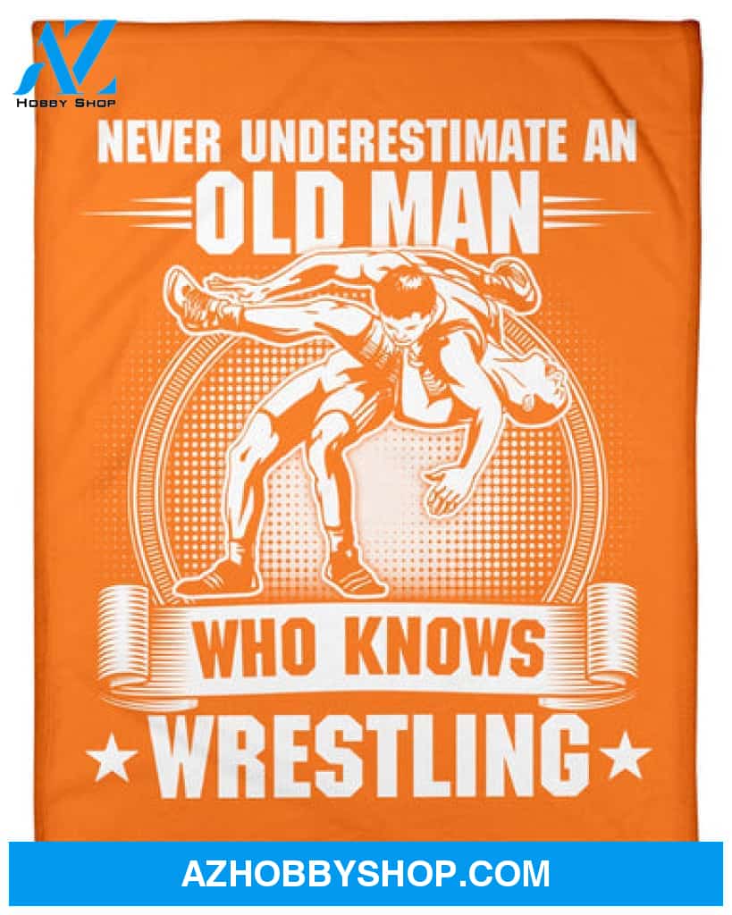 Orange Blanket Old Man Knows Wrestling Fleece Blanket 