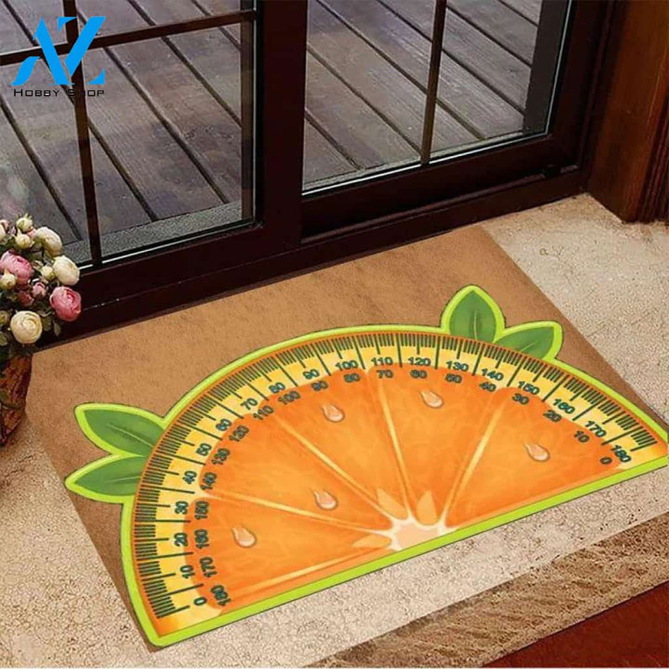 Personalized Name Family House Orange Cute Protractor Funny Indoor And Outdoor Doormat Warm House Gift Welcome Mat Gift For Math Lovers Gift For Kids Student Teacher