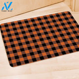 Orange Plaid Door Mat