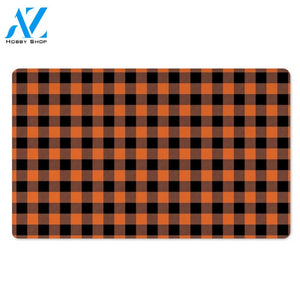 Orange Plaid Door Mat