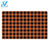 Orange Plaid Door Mat