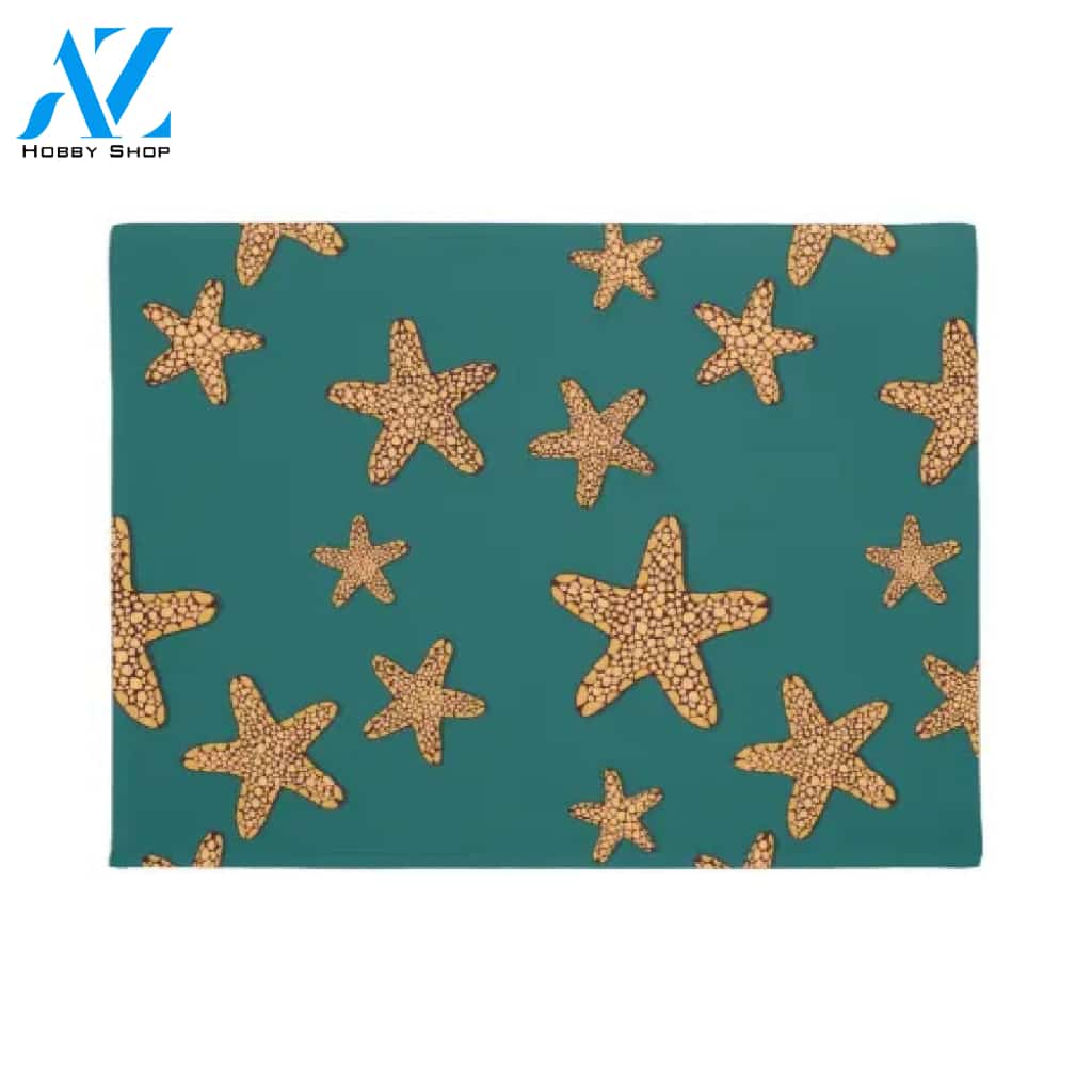 Orange Starfish Pattern Indoor and Outdoor Doormat Warm House Gift Welcome Mat Gift For Friend Family
