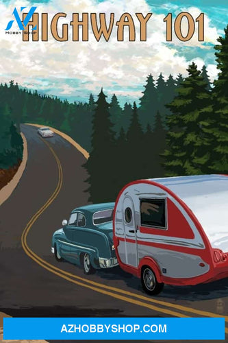 Oregon Highway 101 Pacific Coast Scenic Byway Retro Camper