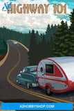 Oregon Highway 101 Pacific Coast Scenic Byway Retro Camper
