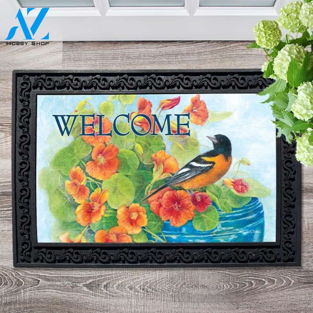 Oriole & Nasturtiums Doormat - 18" x 30"