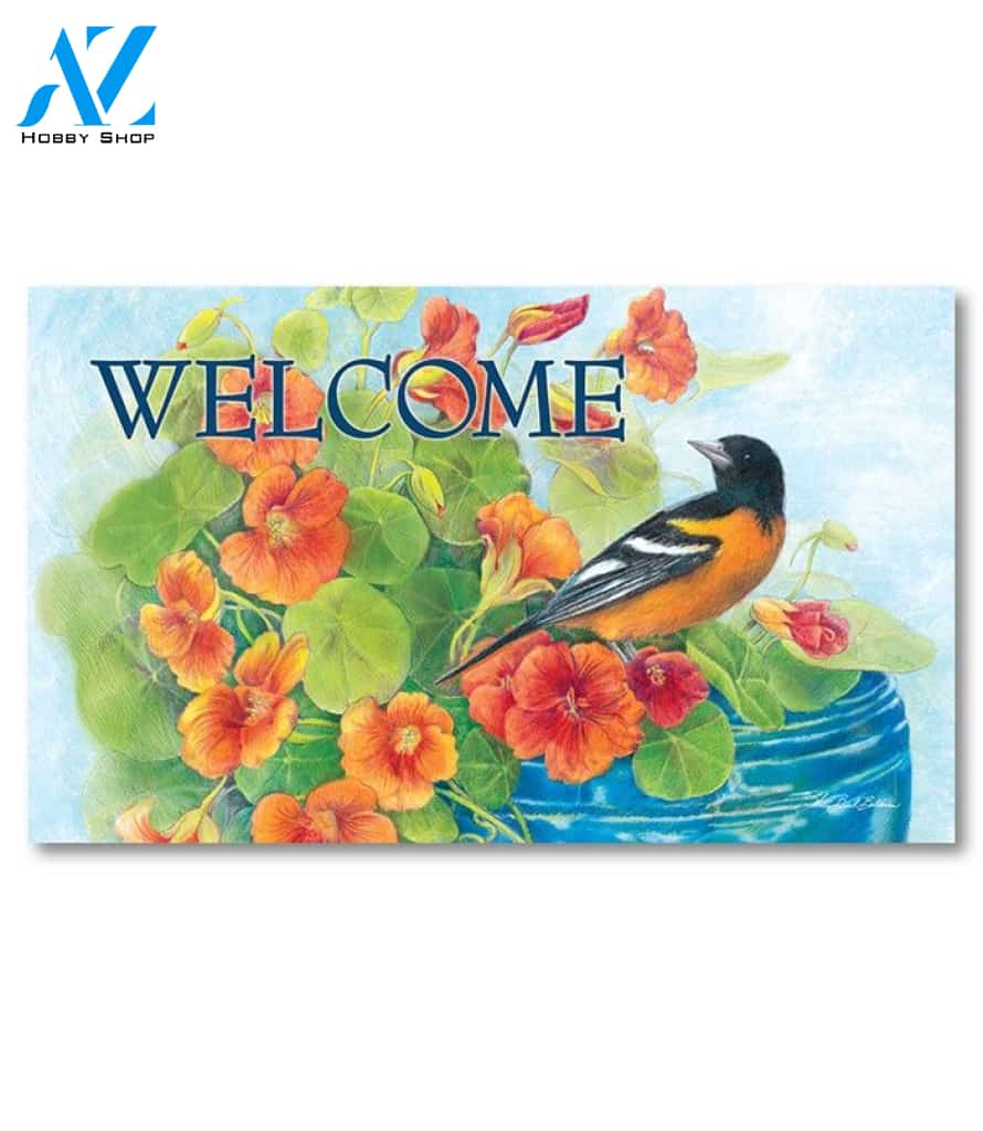 Oriole & Nasturtiums Doormat - 18" x 30"