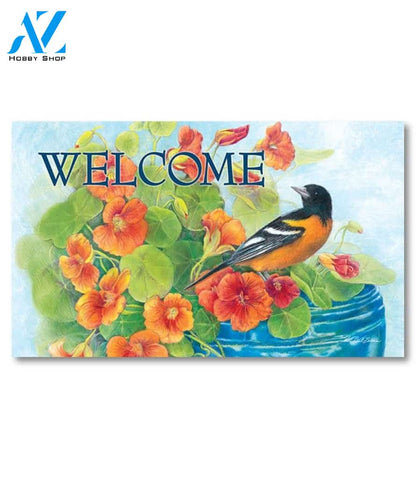Oriole & Nasturtiums Doormat - 18" x 30"