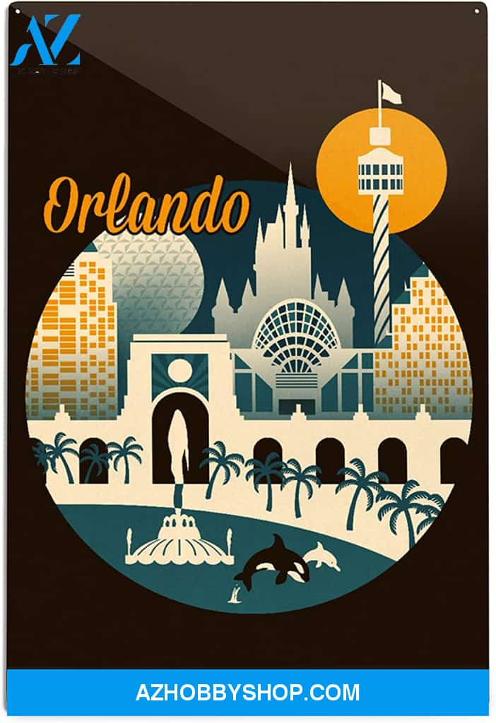 Orlando Florida Retro Skyline Contour
