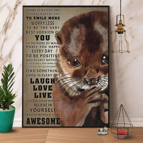 Otters Today Is A Good Day Laugh Love Live Paper Poster No Frame Matte Canvas Wall Decor