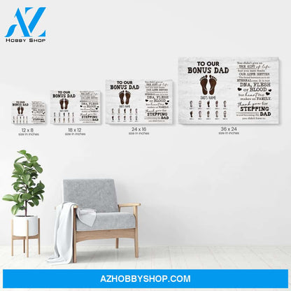 Our Bonus Dad Heart Makes Us Family - Personalized Poster/Canvas - Thanksgiving Gift For Stepdad - Prints