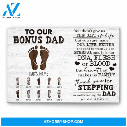 Our Bonus Dad Heart Makes Us Family - Personalized Poster/Canvas - Thanksgiving Gift For Stepdad - Prints