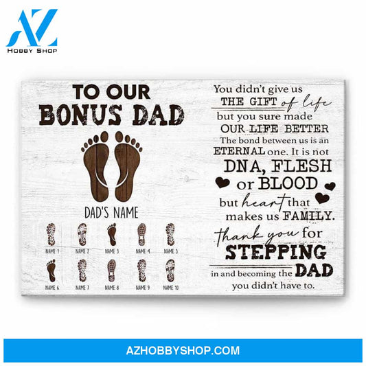 Our Bonus Dad Heart Makes Us Family - Personalized Poster/Canvas - Thanksgiving Gift For Stepdad - Prints