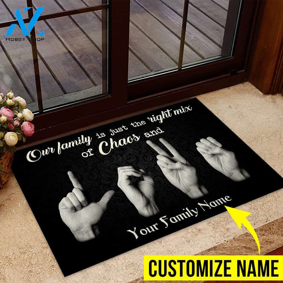 Our Family - American Sign Language Personalized Doormat