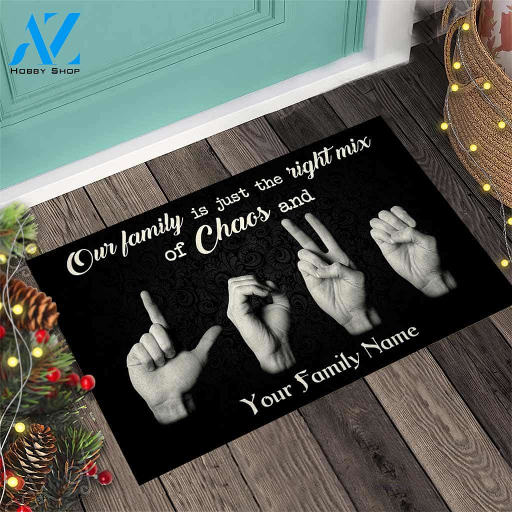 Our Family - American Sign Language Personalized Doormat