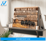 Our Farm Rules Cow Premium Canvas Wall Art, Wall Decor Visual Art