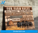 Our Farm Rules Cow Premium Canvas Wall Art, Wall Decor Visual Art