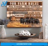 Our Farm Rules Cow Premium Canvas Wall Art, Wall Decor Visual Art