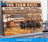 Our Farm Rules Cow Premium Canvas Wall Art, Wall Decor Visual Art