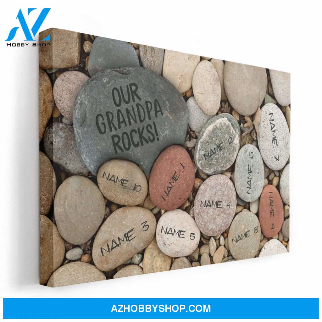 Our Grandpa/Grandma Rocks, Family Custom Canvas/Poster, Gift For Grandparents