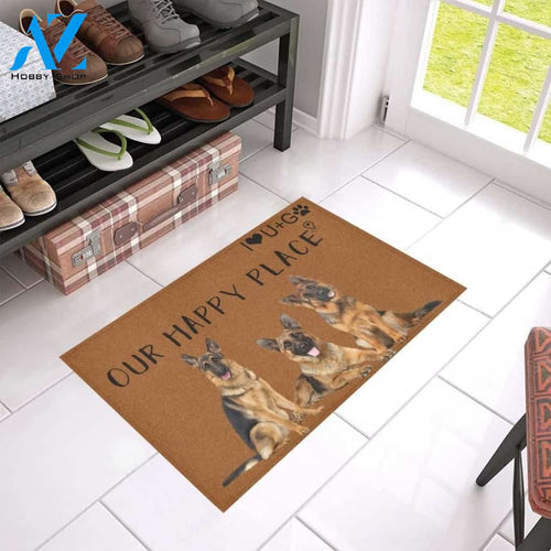 Our Happy Place German Shepherd Printed Doormat Home Decor Gift For Dog Lovers