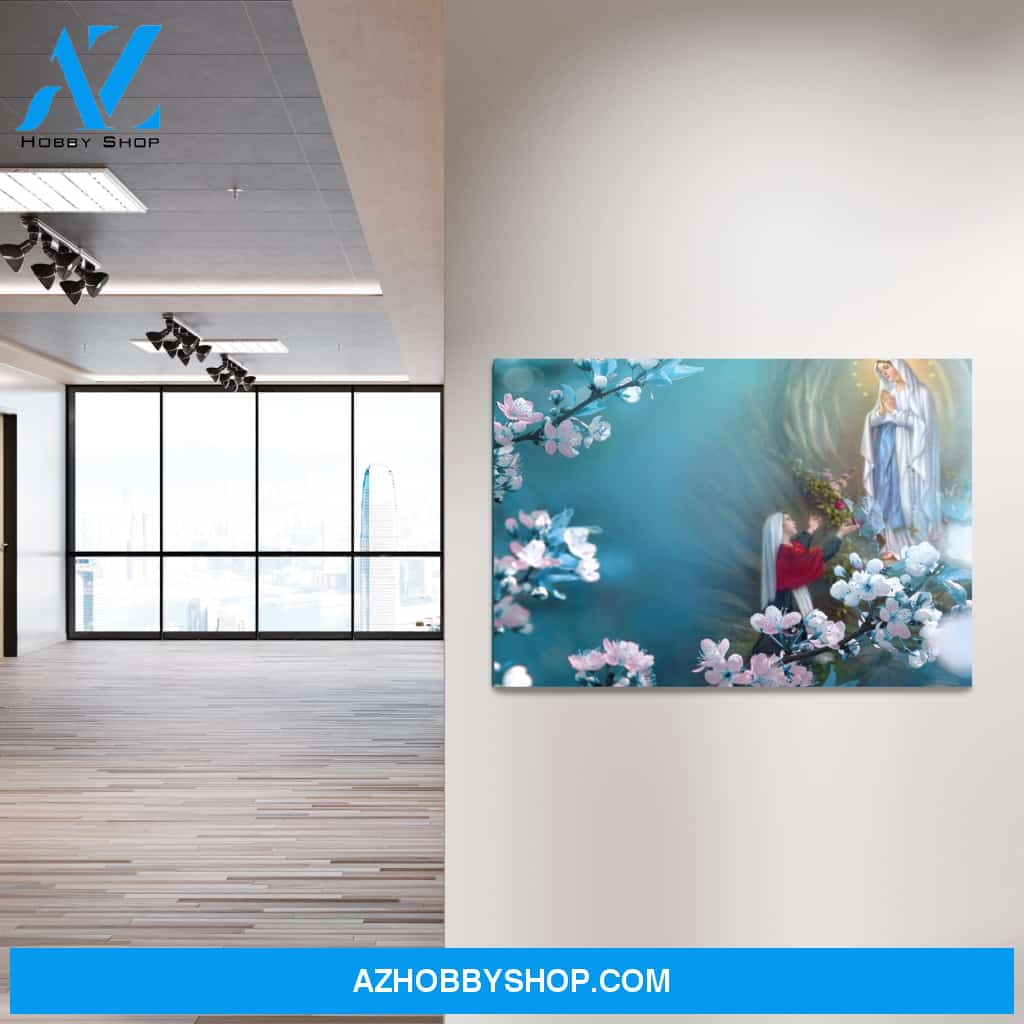 Our Lady of Lourdes with Bernadette Canvas Art
