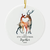 Our 5Th Christmas Together Customizable Year Deer Ceramic Ornament