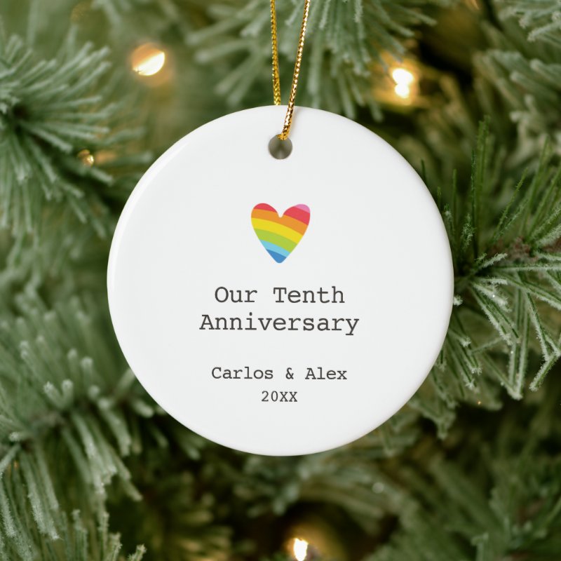 Our Tenth Anniversary Personalized Gay Married Ceramic Ornament