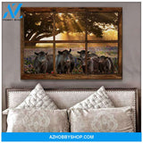 Angus Cows Outside Window Canvas Wall Art, Wall Decor Visual Art - Gifts For Cow Lovers