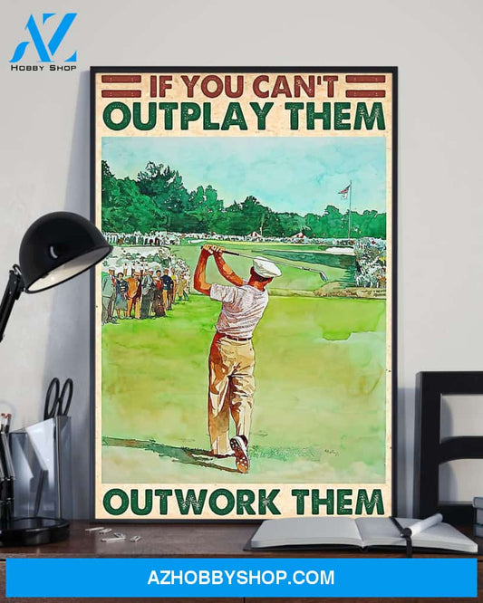 Outwork Them Golf Vertical Art Canvas, Wall Decor Visual Art