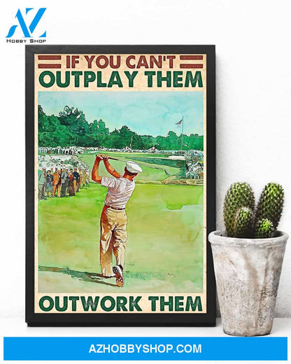 Outwork Them Golf Vertical Art Canvas, Wall Decor Visual Art