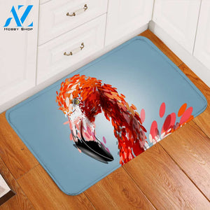 Oval Patterned Flamingo Door Mat