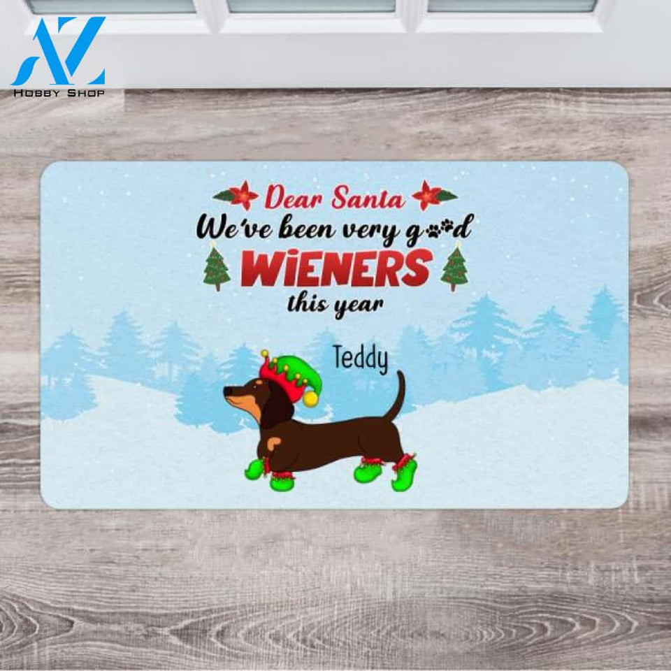Personalized Oversized Christmas Doormat - Dachshund Gifts For Dog Lovers - Up To 4 Dogs