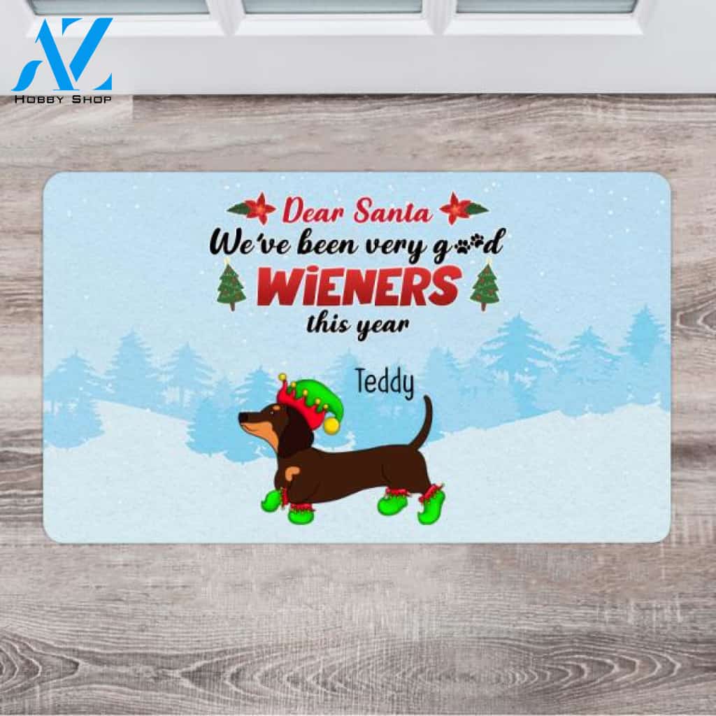 Personalized Oversized Christmas Doormat - Dachshund Gifts For Dog Lovers - Up To 4 Dogs