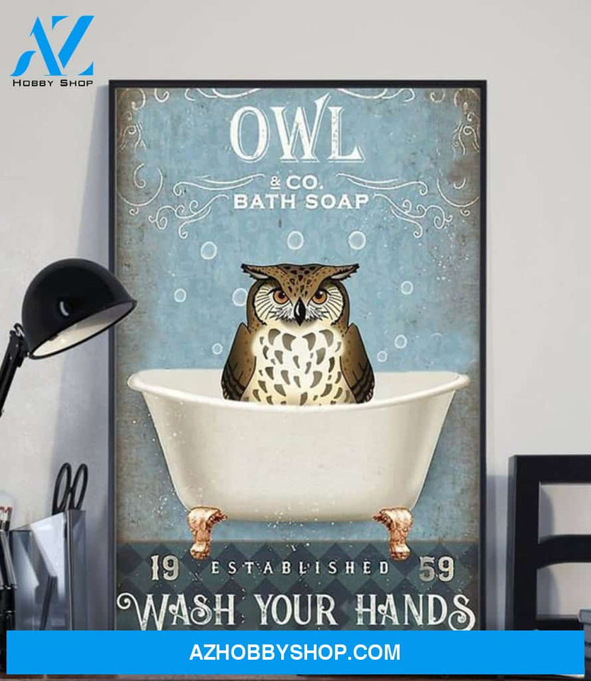 Owl Co Bath Soap Wash Your Hands Canvas And Poster, Wall Decor Visual Art