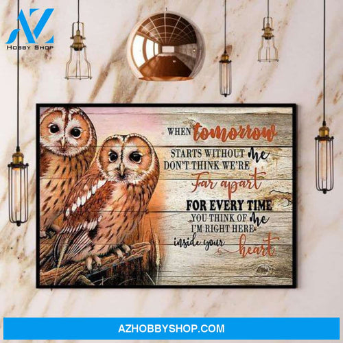Owl Couple I’M Right Here Inside Your Heart Canvas And Poster, Wall Decor Visual Art