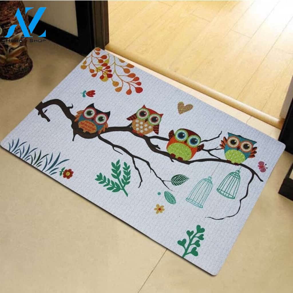 Owl Doormat Welcome Mat Housewarming Gift Home Decor Funny Doormat Gift For Owl Lovers Gift For Friend Birthday Gift