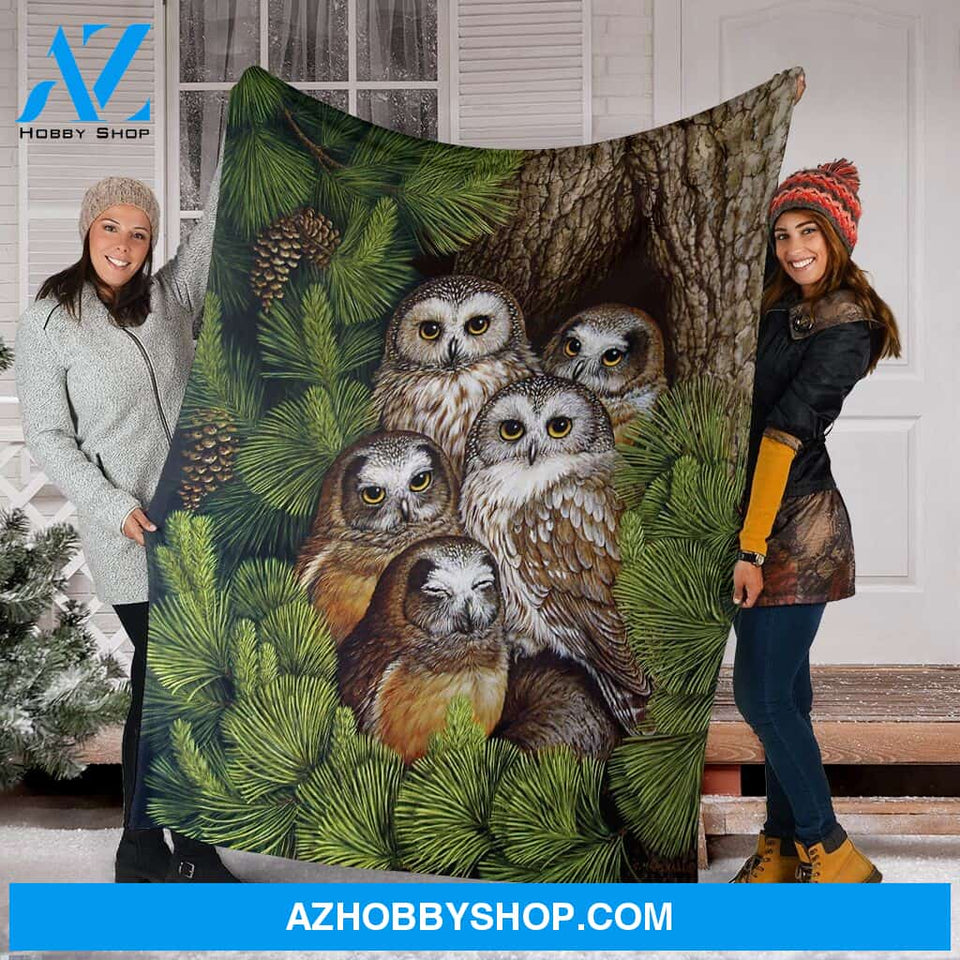 Owl Family Fleece Blanket