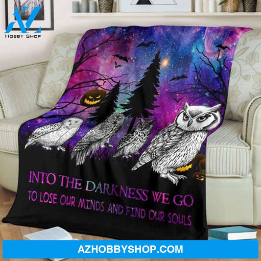 Owl Galaxy Night Blanket, Gift For Owl Lover 